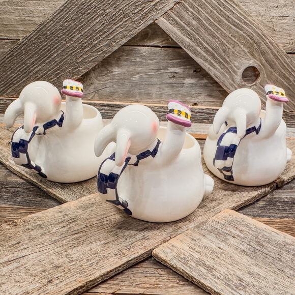 Set of 4 - Vintage Mercuries - Ceramic Bunnies Tulip Creamer Jug and 3 Cups - Picture 10 of 10